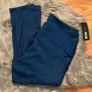 PopFlex Cropped Blue Leggings Pockets Mesh
